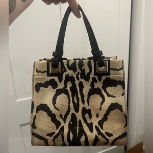 Furla Leopard Print Tote Bag - Black and Tan. Peeling inside***READ